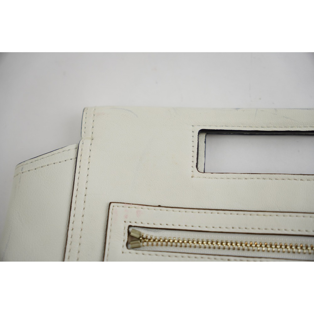 Coach Leather Cutout Handle Clutch Bag Womens White Zipper Pocket Fair - Picture 5 of 12